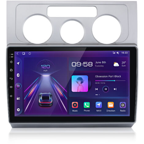 Hexinex Autoradio GPS Android 14 8 cœurs 6+128 Go CarPlay Pour VW Touran 1T1 1T2 1T3 2003-2010