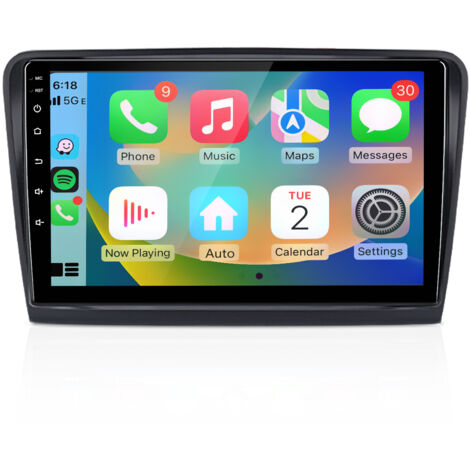 Hexinex Autoradio Octa-Core Android 15 4+64 Go 10 pouces avec carPlay GPS RDS commandes au volant et Wi-Fi pour Skoda Superb II 2008–2013