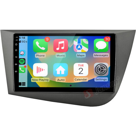 Hexinex Autoradio Octa-Core Android 15 4+64 Go 9 pouces avec carPlay GPS RDS FM commandes au volant et Wi-Fi Pour Seat Leon 2 MK2 2005-2012