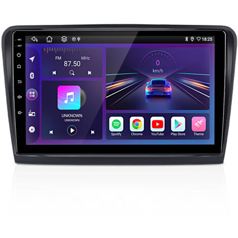 Hexinex Autoradio Octa-Core Android 15 6+128 Go 10 pouces avec carPlay GPS RDS commandes au volant et Wi-Fi pour Skoda Superb II 2008–2013