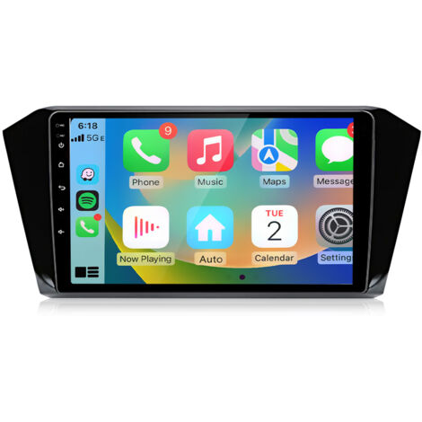 Hexinex Autoradio Octa-Core Android 15 de 10 pouces 4 Go + 64 Go avec carPlay GPS RDS FM commandes au volant et Wi-Fi pour VW Passat B8 2018–2021