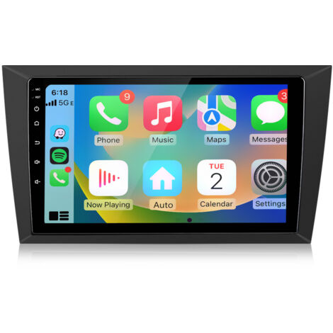 Hexinex Autoradio Octa-core Android 15 de 9 pouces 4 Go + 64 Go avec carPlay GPS RDS, FM commandes au volant et Wi-Fi pour VW Golf 6 VI 2008–2012