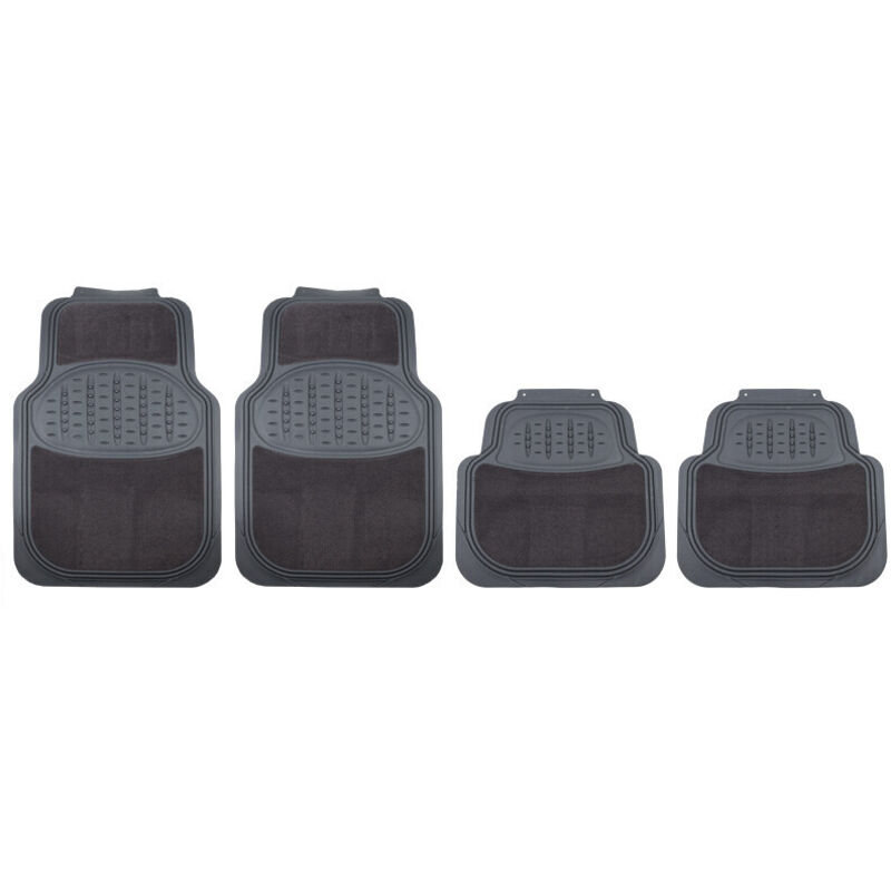 HEYNER® Auto Fußmatten mit Teppich UNIVERSAL grau zuschneidbar 4-teilig Fußmatten Teppich Matten Stoffmatten Textilmatte