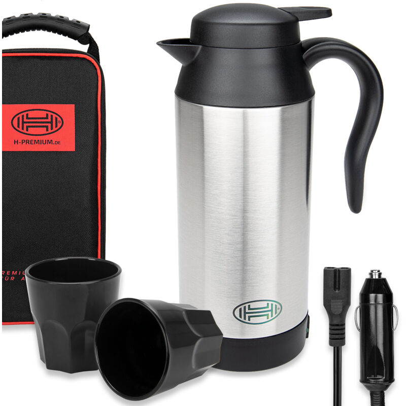 HEYNER® Reisewasserkocher 12V Auto elektr. Wasserkocher Reise Edelstahl Elektrisch Warmhaltefunktion ml Heizbecher I Auslaufsicher Tragbar I inkl.