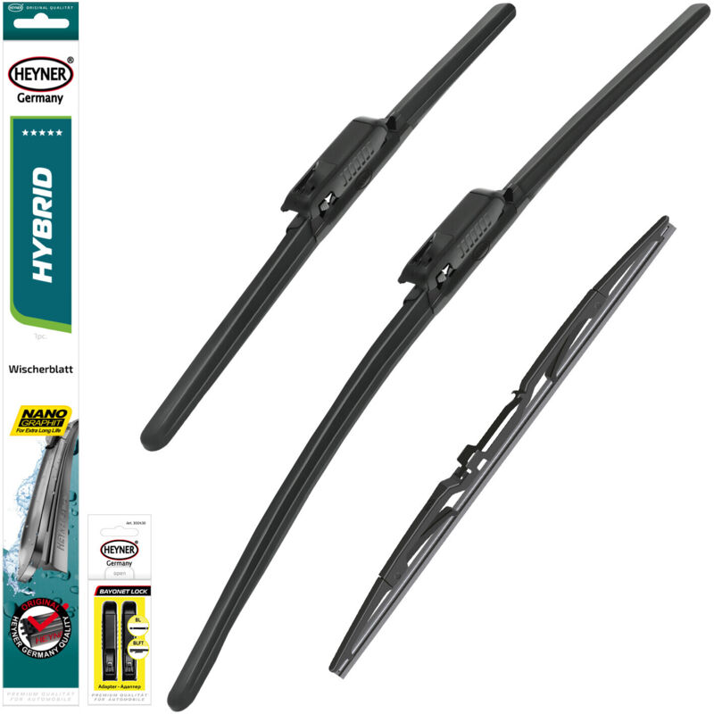 HEYNER® Scheibenwischer mit Heckwischer komp. mit CITROËN SPACETOURER (04.2016 - 12.2022) HYBRID Flachbalkenwischer