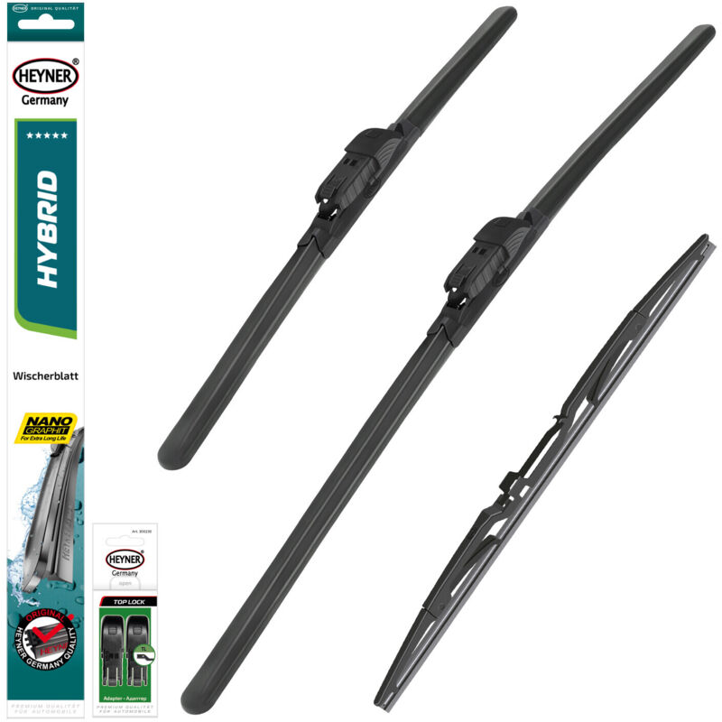 HEYNER® Scheibenwischer mit Heckwischer komp. mit FORD FOCUS III Turnier (05.2011 - 12.2017) HYBRID Flachbalkenwischer