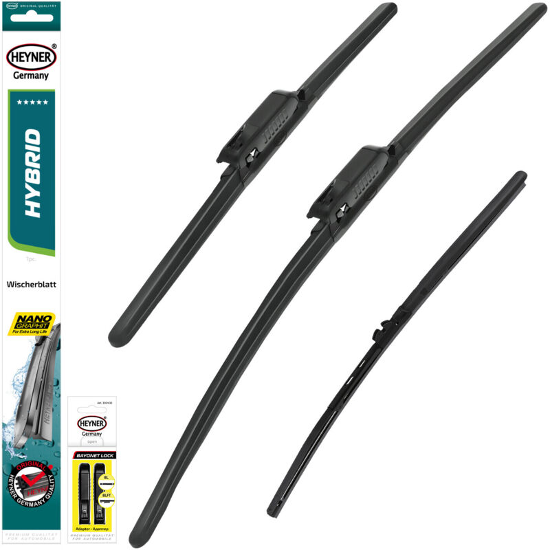 HEYNER® Scheibenwischer mit Heckwischer komp. mit RENAULT CLIO III Grandtour (02.2008 - 11.2007) HYBRID Flachbalkenwischer