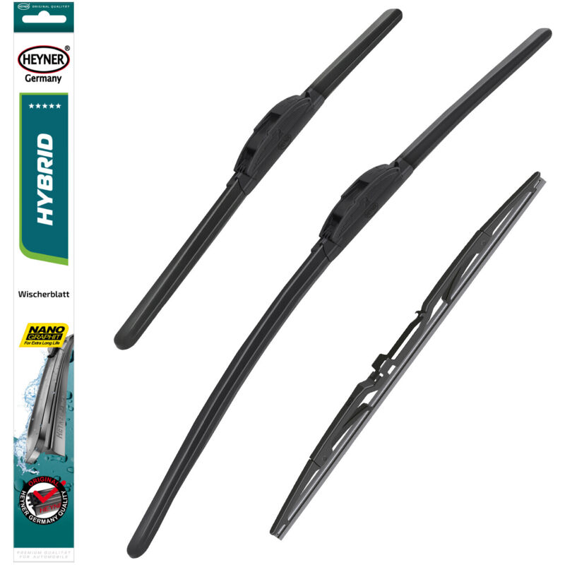 HEYNER® Scheibenwischer mit Heckwischer komp. mit SSANGYONG MUSSO SPORTS (08.2004 - 12.2006) HYBRID Flachbalkenwischer