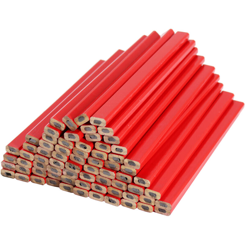 R) 72PCS Red Professional Medium Carpenters Pencil Hard Carpenters Brickies Brick Layers Pencils Set 7(175mm) - HFS