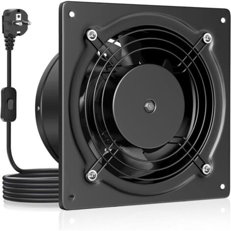 HG Power 150mm Air Extractor - 525m³/h Silent Bathroom Fan with Backdraft Damper, Switch, Plug, 38W Industrial Ventilation for Window, Wall, Ceiling, VMC, Black
