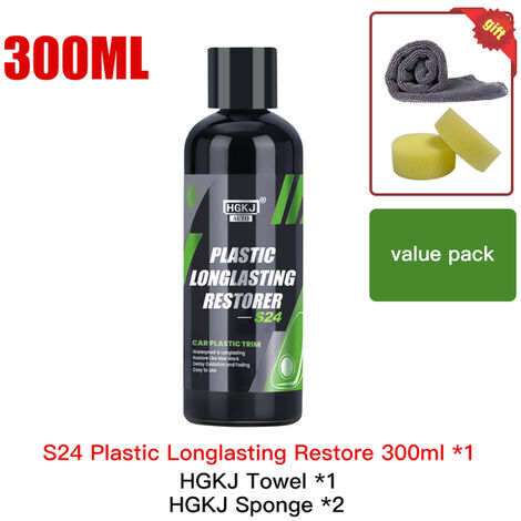 Hgkj-cera de plástico líquido hidrofóbico para renovación de coche, restaurador de plástico limpio, restauración y pulido brillante para plástico de larga duración, protege,CHINA,HG-S24-300ML