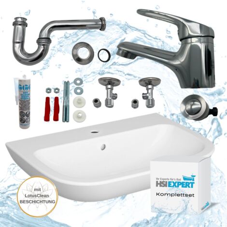 HGMBAD Waschbecken Waschtisch 60 cm Beschichtung Komplettset