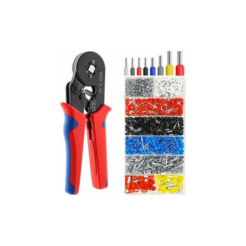 Aiperq - Pince à Sertir Kit, Embout de Cablage Outil de Sertissage Cosse Electriques à 1250 Cosses 0,5-10mm² pour Bornes de Outil de Sertissage de