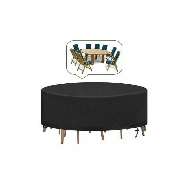 Housse Table de Jardin Ronde Bache Salon Jardin Exterieur Imperméable Anti-UV Oxford Robuste Bache Table et Chaise de Jardin Ø230X100CM
