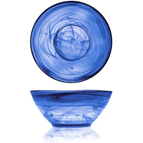 H&h insalatiera alabastro in pasta di vetro, 23 cm, blu cobalto