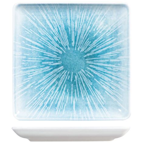 H&H Neptune Piatto Quadro in Porcellana, 19cm, Design Moderno ed Elegante, Blu Sfumato