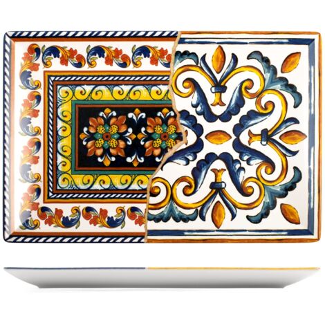 H&h piatto rettangolare positano in stoneware cm 34x22