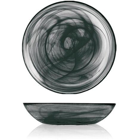 H&h set 6 piatti fondi alabastro in vetro nero cm21