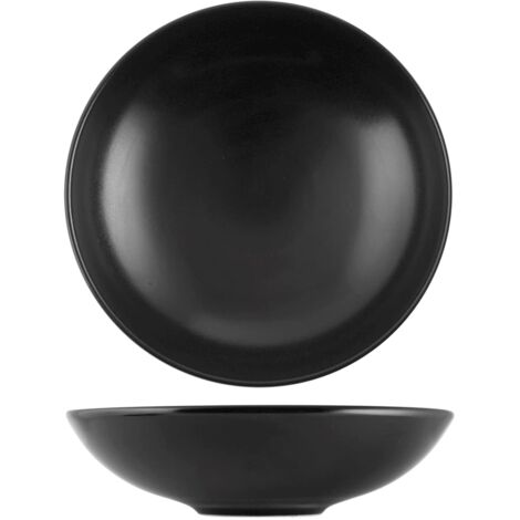 H&h set 6 piatti fondi denver in stoneware nero cm 20