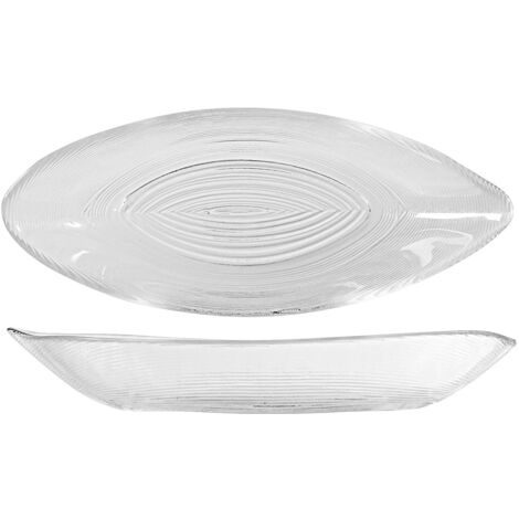H&h set 6 piatti ovale circle in vetro cm 24x9,5