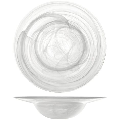 H&h set 6 piatti pasta alabastro in vetro bianco cm24