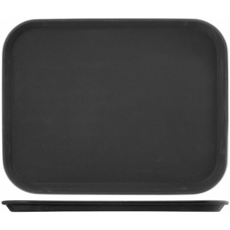 H&h vassoio rettangolare in plastica nero antiscivolo cm40x30