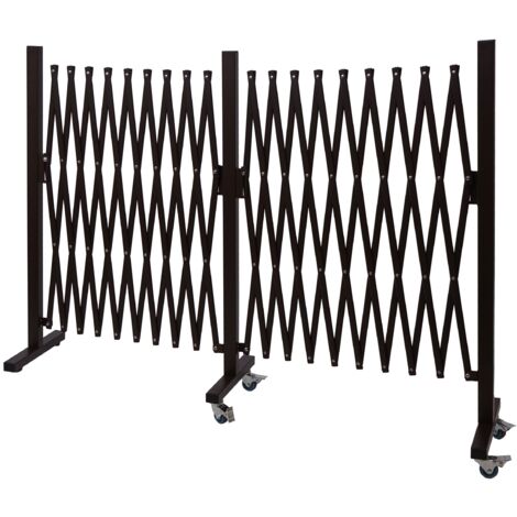 HHG – Barrière de sécurité extensible en aluminium – Hauteur 109cm – Largeur 60-530cm – Roulettes avec freins de blocage pour stabilité - HHG-978