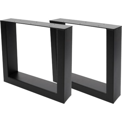 HHG – Pieds de table industriels 2x 37cm noir – Fer peint par poudrage – Protection sol réglable – Montage facile avec vis fournies - HHG-886