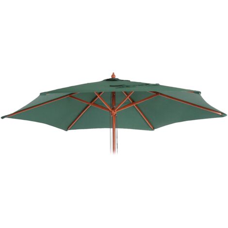 HHG – Toile de rechange pour parasol Ø 3m – Polyester 180 g/m² vert olive – 6 baleines pour stabilité – Protection UV et chaleur
