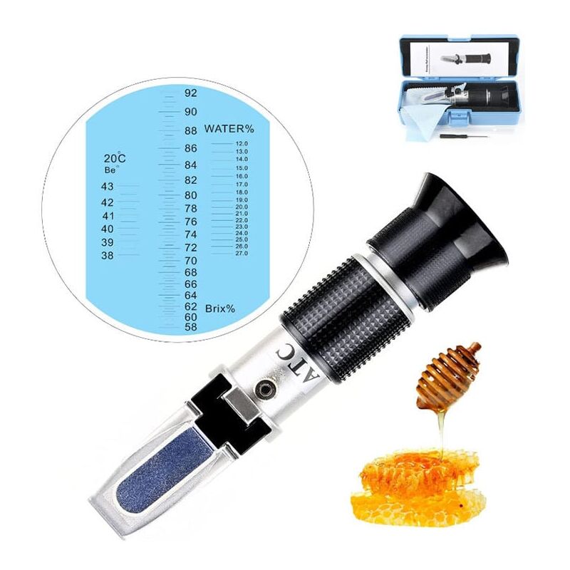 SNQ - hhtec apiculteurs Réfractomètre de Miel 58-90% brix 10-33% d'eau humides Sucre pour déterminer la teneur en Sucre de Miel Huile végétale Sirup
