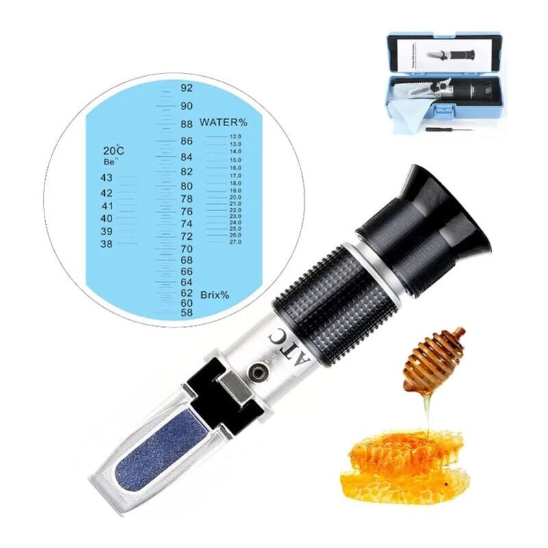Hhtec apiculteurs Réfractomètre de Miel 58-90% brix 10-33% d'eau humides Sucre pour déterminer la teneur en Sucre de Miel Huile végétale Sirup Melasse