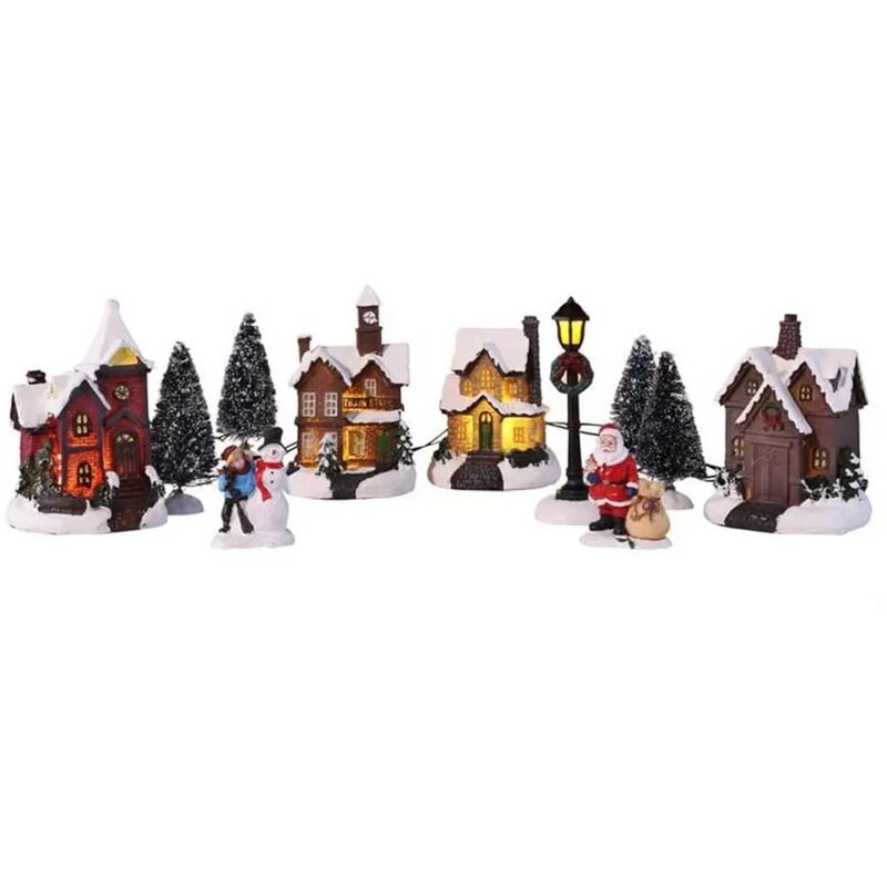 

Adorno de escena de pueblo navideño LED - HI