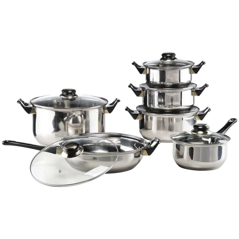 

HI Batería de cocina de acero inoxidable 12 piezas