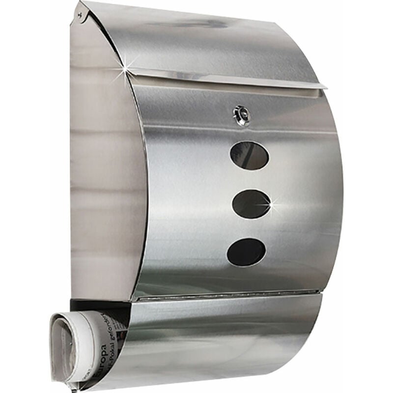 Boîte aux lettres avec compartiment à journaux, montage mural, boîte aux lettres, fenêtre de visualisation, verrouillable à clé, fente, acier