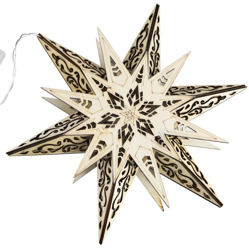 

Estrella de madera tallada iluminada - Gris - HI