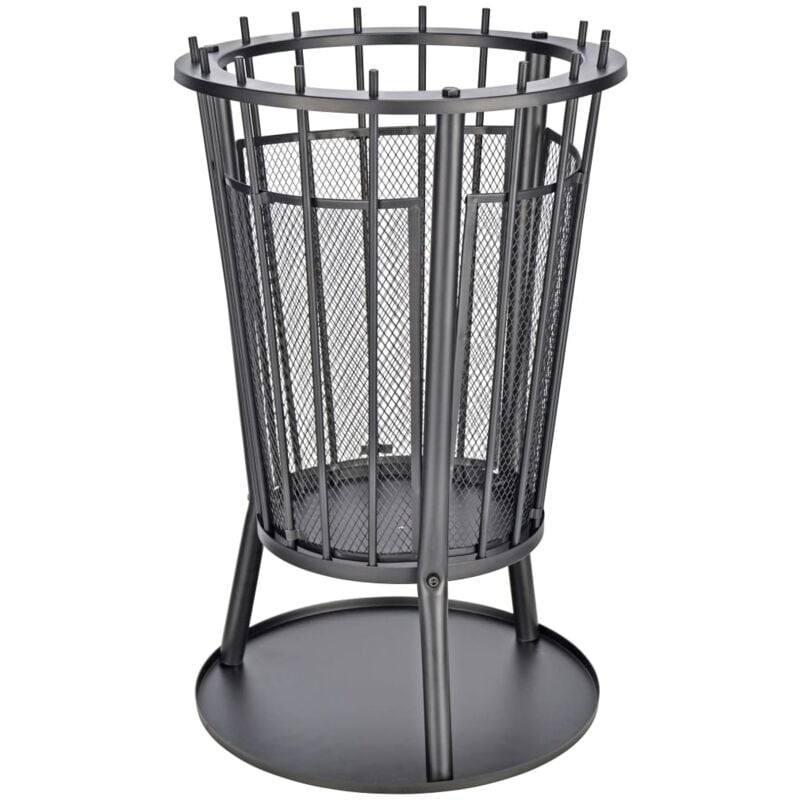 Fire Basket with Spark Guard Black 40x61 cm HI