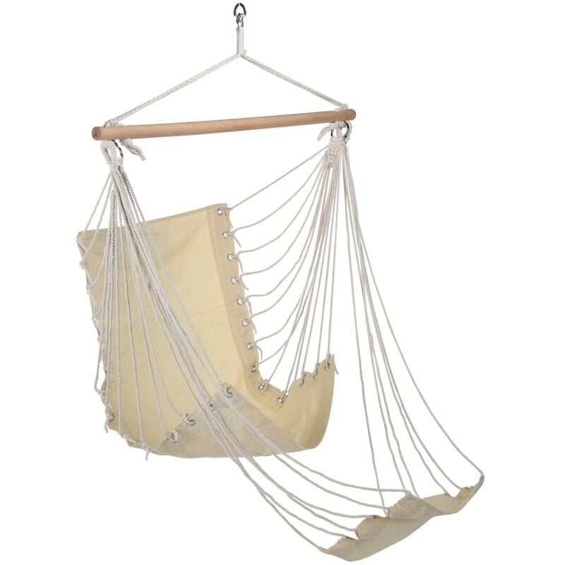 

HI Hamaca silla con reposapiés lona de algodón beige