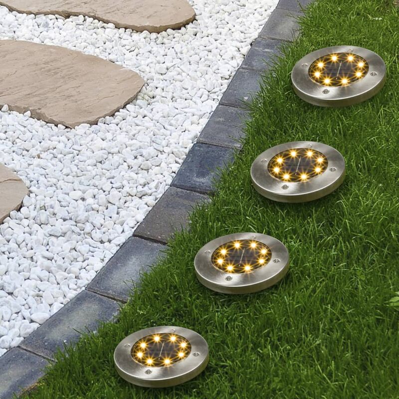 

HI Juego de focos LED solares de suelo para jardín 4 unidades