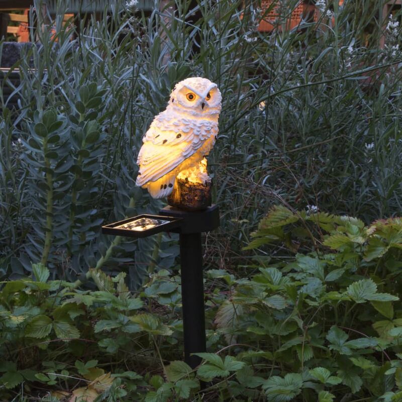 

HI Lámpara solar de jardín con forma de búho blanco