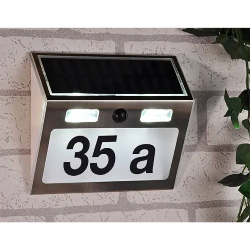 

HI Número de casa con luz LED solar plateado