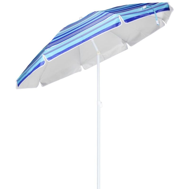 HI - Parasol de plage 200 cm Bleu à rayures