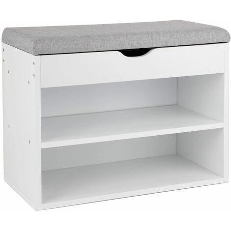 HI Scarpiera a Panchina con Cuscino 60x30x45 cm NEW 2682 - Grigio