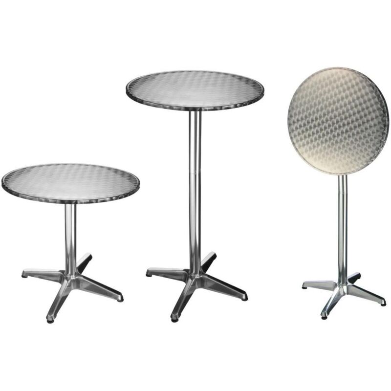 Table de bistro-bar pliable Aluminium Rond 60 x 60 x (58-115) cm HI