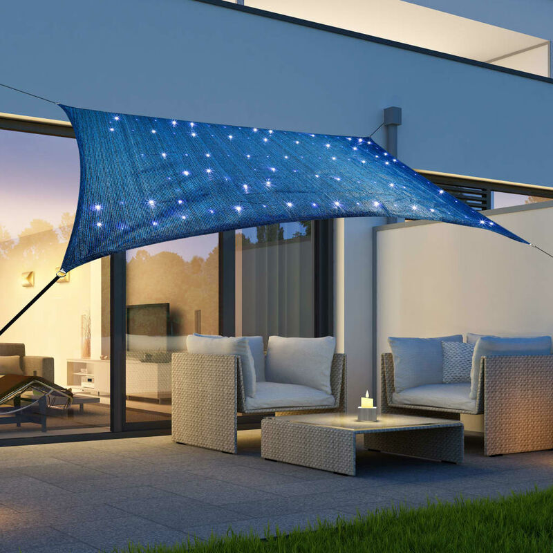 

HI Toldo solar con 100 LED azul claro 2x3 m