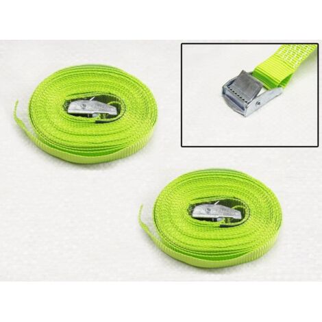 Hi Vis Cambuckle Tie Down Straps 25MM 450KG 5 Metre x2 (Lashing Strap Secure Hold)