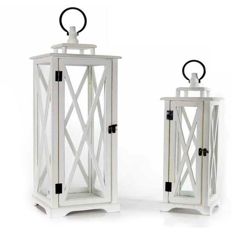 Set 2 Lanterne Decorative in Legno di Colore