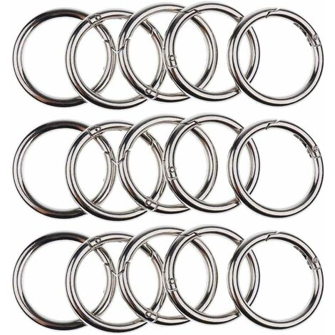 HIASDFLS Anneau Mousqueton Sac, 30 Pièces Rond Anneau Mousqueton, Boucle à Ressort Mini Mousqueton Rond 20mm Trousseau Crochet Clips
