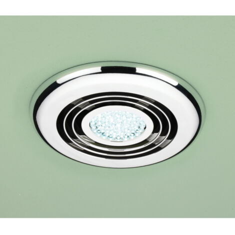 HiB Cyclone Chrome Wet Room Inline Extractor Fan with Cool White LED Light - 32700