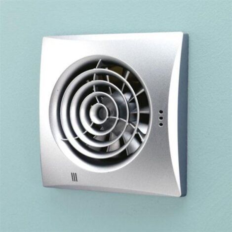HiB Hush Matt Silver Wall Mounted Extractor Fan with Timer and Humidity Sensor - 31800