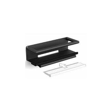 Shower Shelf with Grab Bar and Magnetic Squeegee - Black